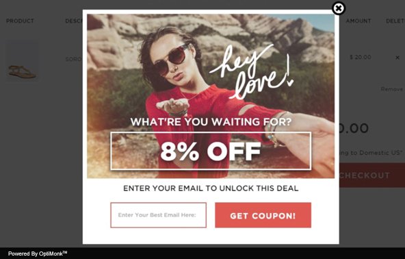 Exit Intent Email Pop-Up For Collecting Emails