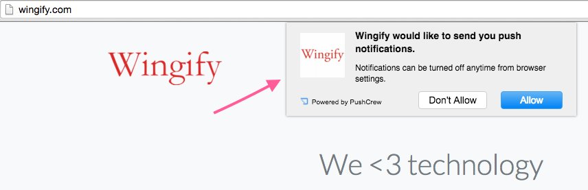 screenshot of the push notification on Wingify.com