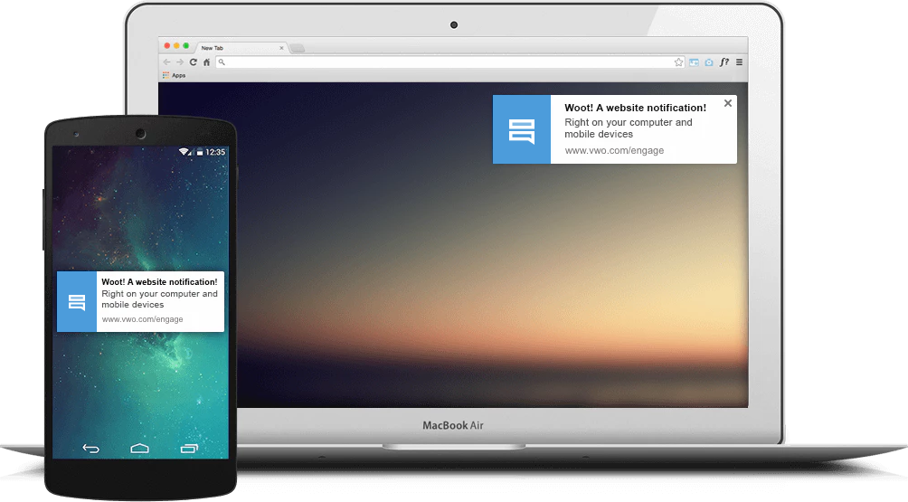 an example of cross-device engagement using push notifications