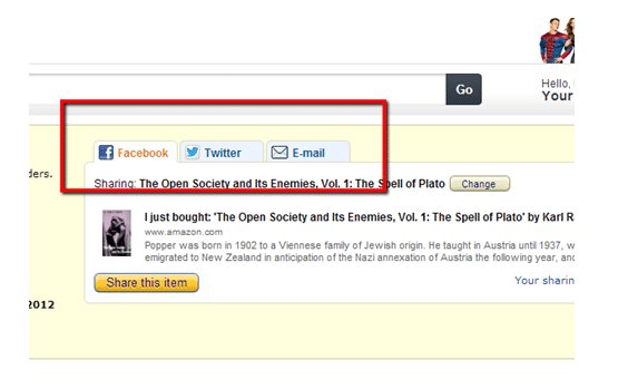 Post-Purchase Social Share on Amazon.com