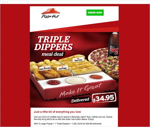 an example of emailer from pizza hut