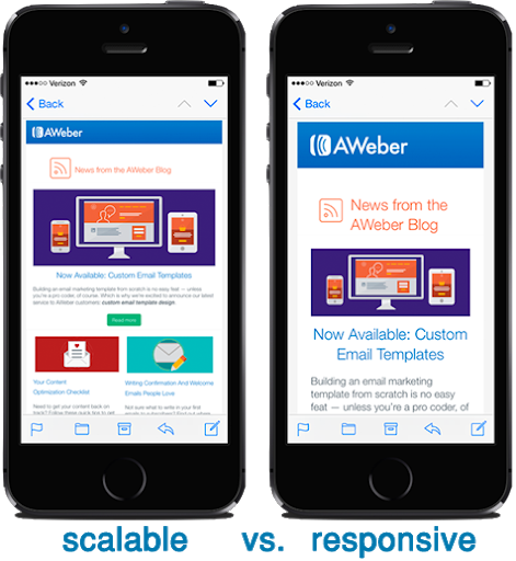 difference between scalable and responsive emailer designs for mobile