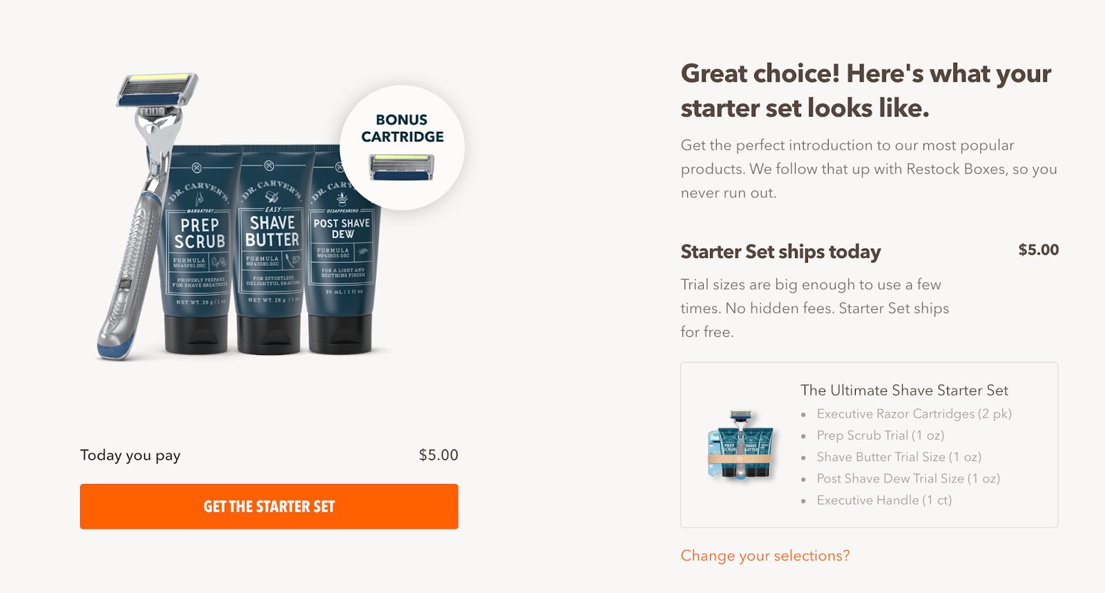 bundled product options available on Dollar Shave Club