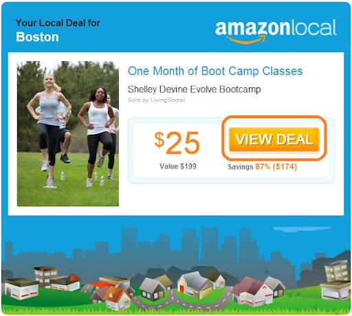 example of CTA of VIEW DEAL on Amazon local