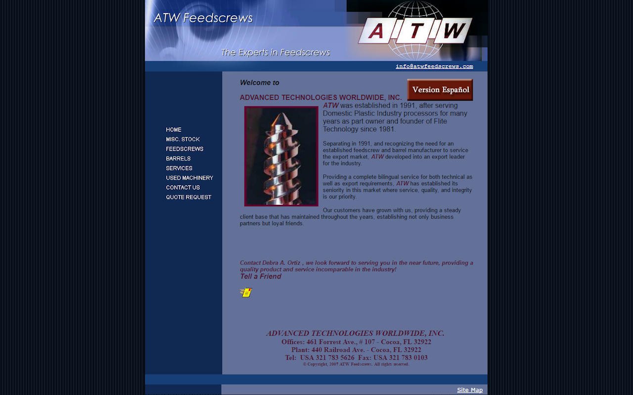 home page of ATW's website
