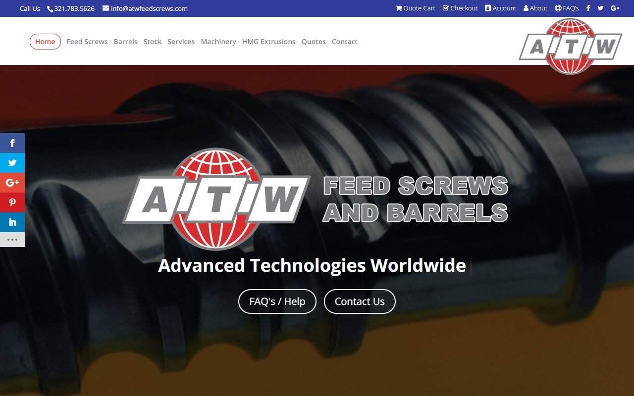 the revamped version of the home page for ATW's website