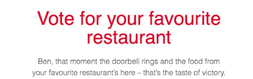 screenshot of a snippet from an email from Just Eat