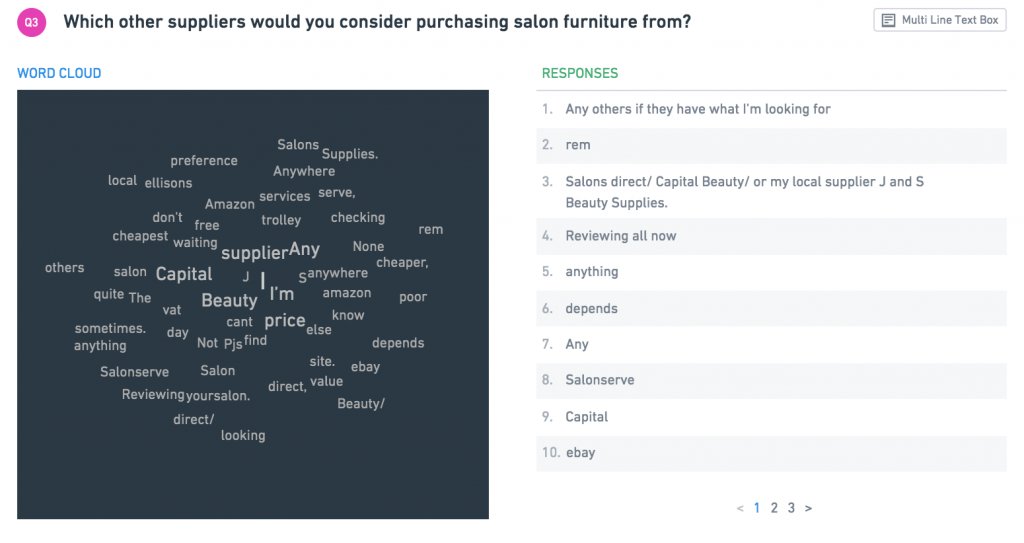 on-page survey responses