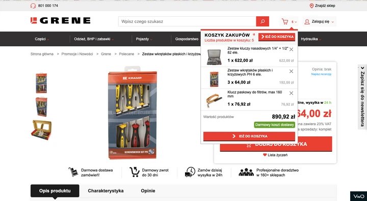 variation version for the a/b testing campaign for shopping cart design