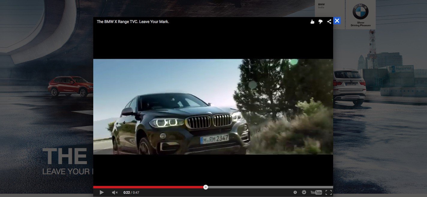 screenshot of the microsite for BMW