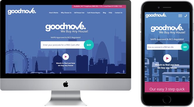 screenshot of the control version of the home page of good move