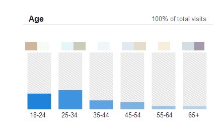 bar graph showing the different proportionate of the target audience in different age groups