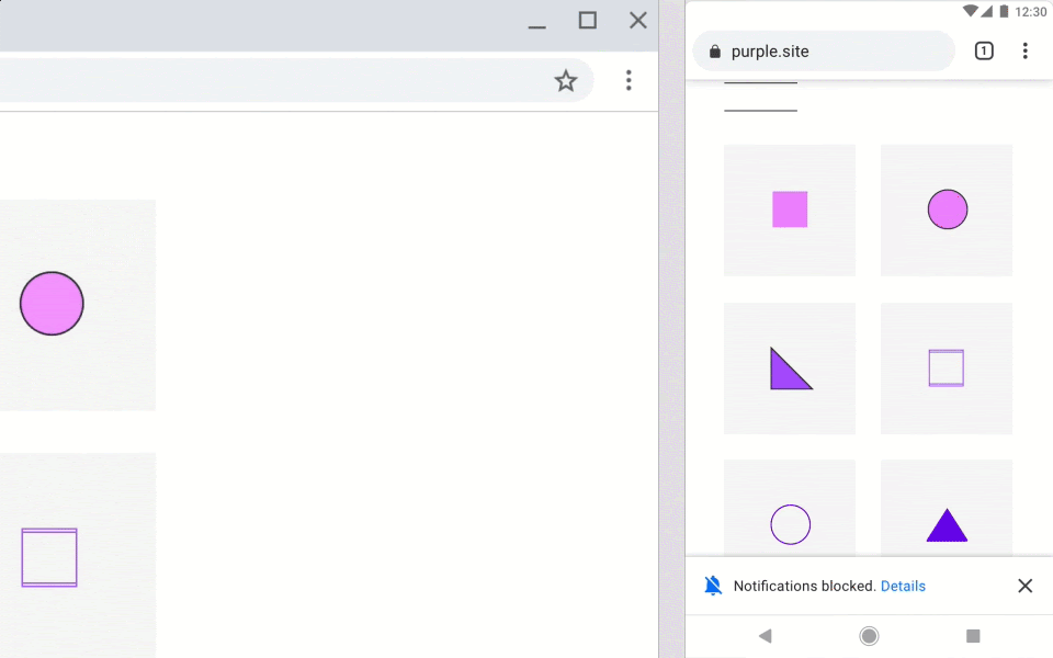 GIF highlighting the quieter notifications in Google Chrome