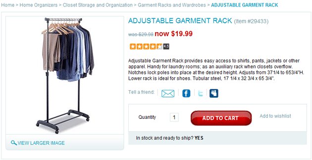 an example of the control version of an ecommerce store