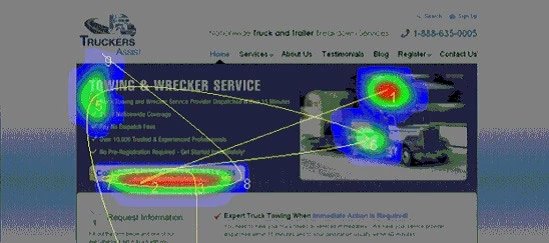 heatmap of the alternate version of the landing page for Truckers Assist website