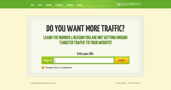 example of the sign-up form on the website of Quicksprout