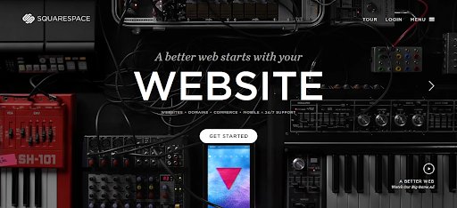 screenshot of the website of square space