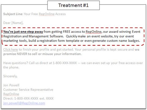 screenshot of the sales version of the email template copy