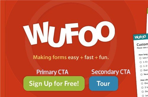 screenshot of the CTA on Wufoo.com