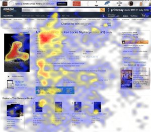 a screenshot of the heatmap of the page layout on the Amazon store