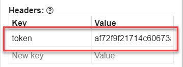 screenshot of the headers section in the API connector tool where you need to enter the token value