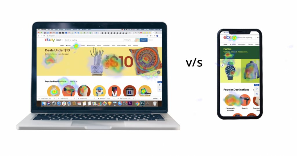 a comparison between desktop and mobile app heatmap