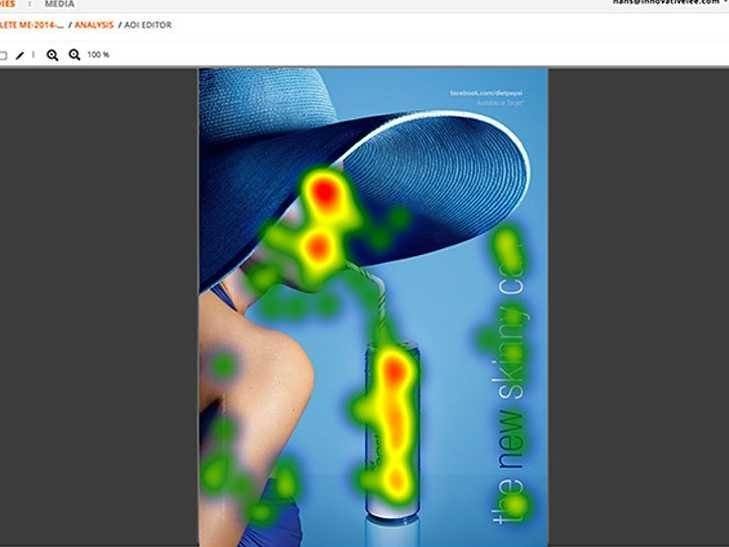 example of an eye tracking heatmap on a banner ad