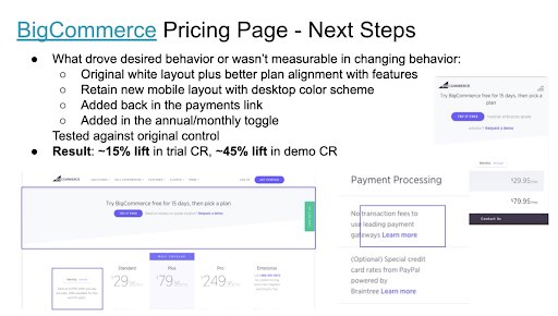 Next Steps From The Bigcommerce Pricing Page Test