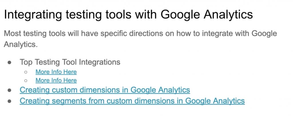 Screenshot On How To Integrate Testing Tools With Google Analytics