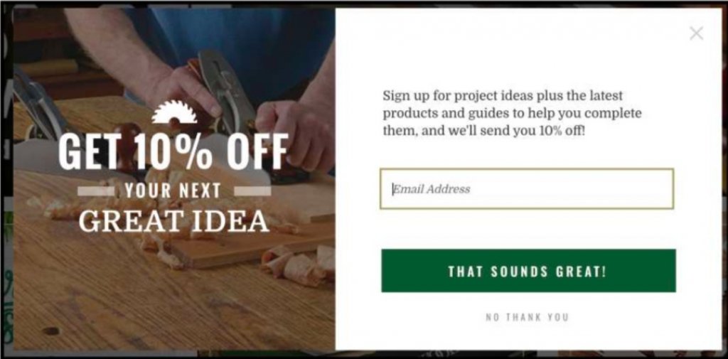 A Photo Of Popup Asking Visitors To Share Email Ids