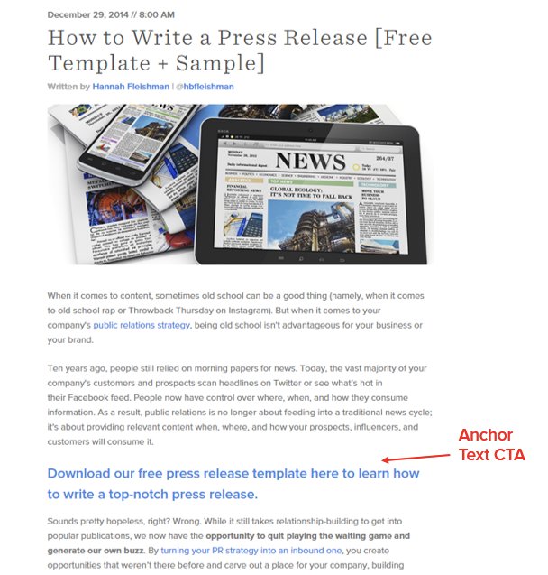 Example of anchor text CTA in a blog post