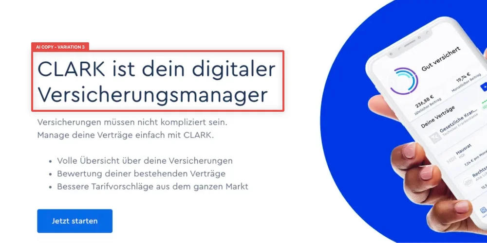 Variation 3 Of The Gpt 3 Ai Written Copy In Ab Test On Clark Germany