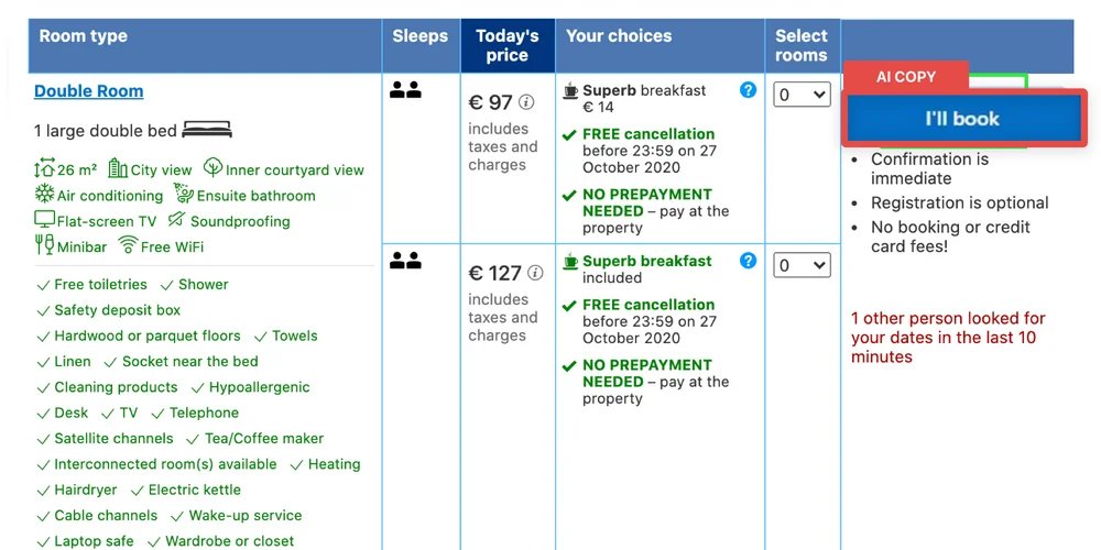 Variation Of The Gpt 3 Ai Written Copy In Ab Test On Booking Com