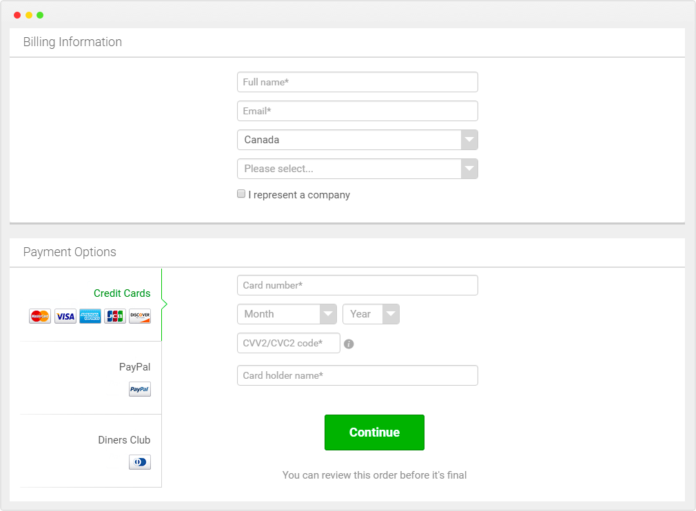 Checkout Page By 2checkout