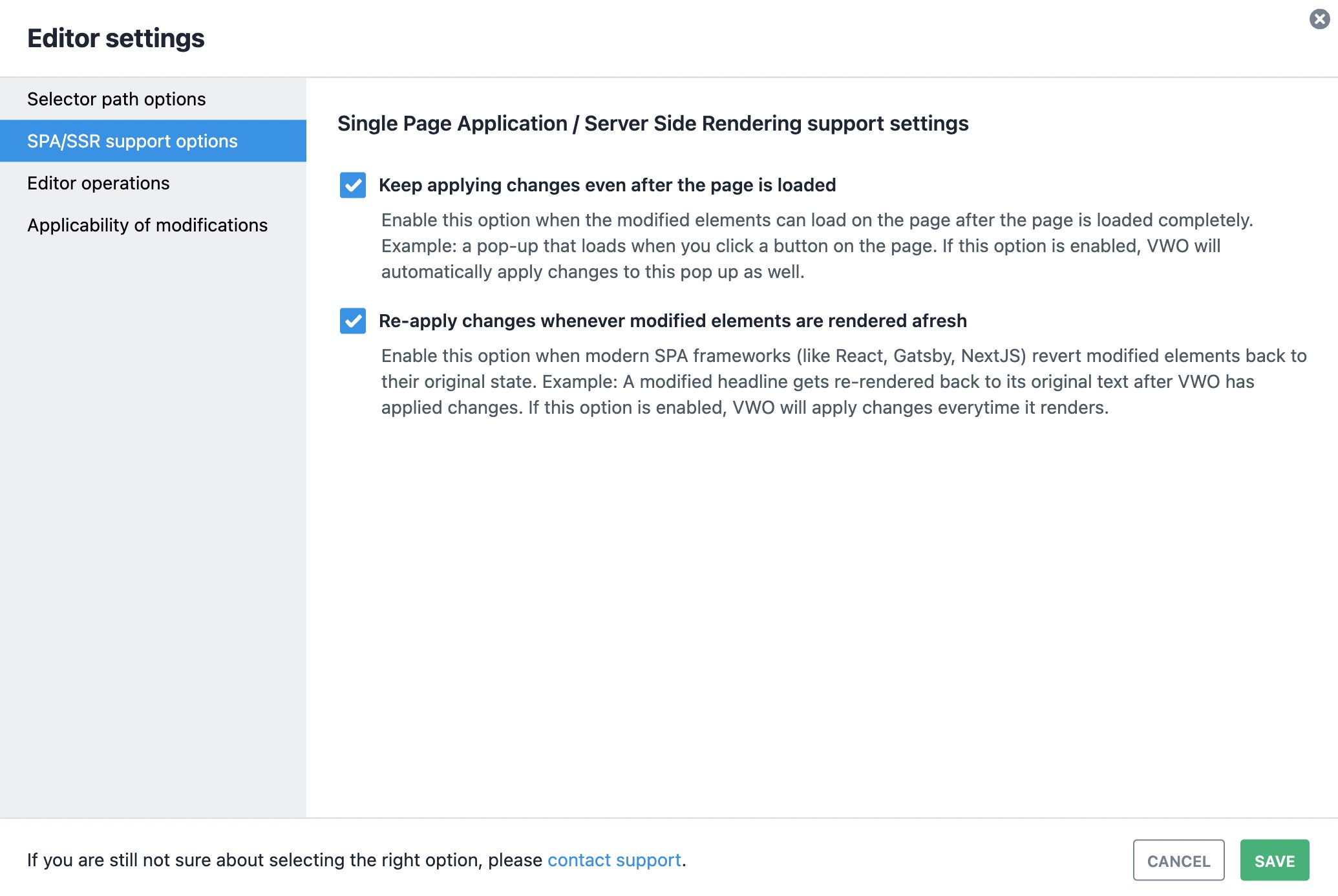 How VWO ensures that the change you want to test is applied to the target element as soon as it loads in a SPA