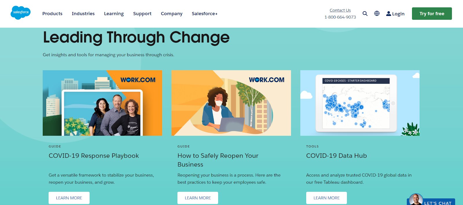 Salesforce's 'Leading Through Change' resource center.
