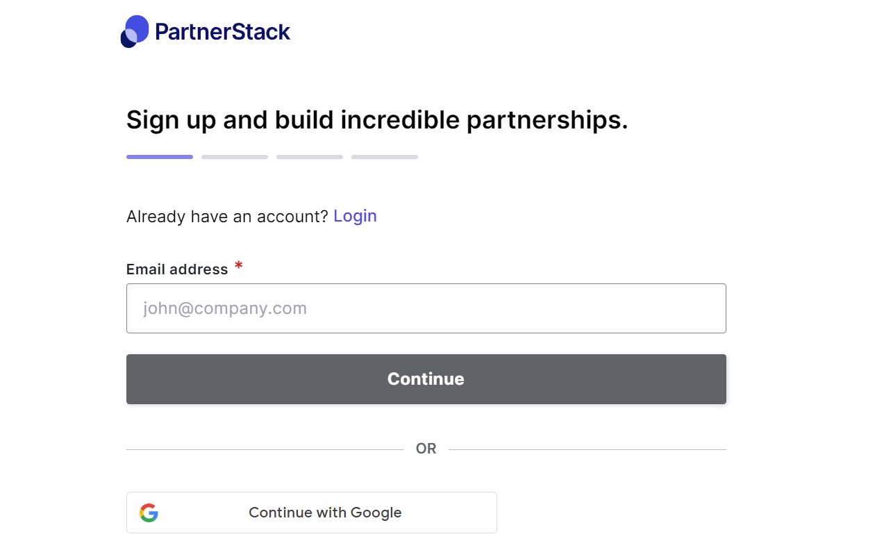 Partnerstack Sign Up Page