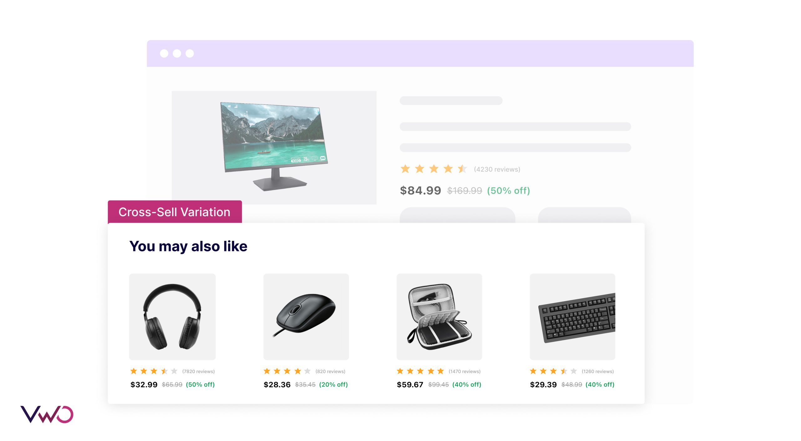 cross-sell variation of eCommerce store's product page