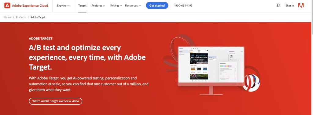 Landing page of Adobe Target