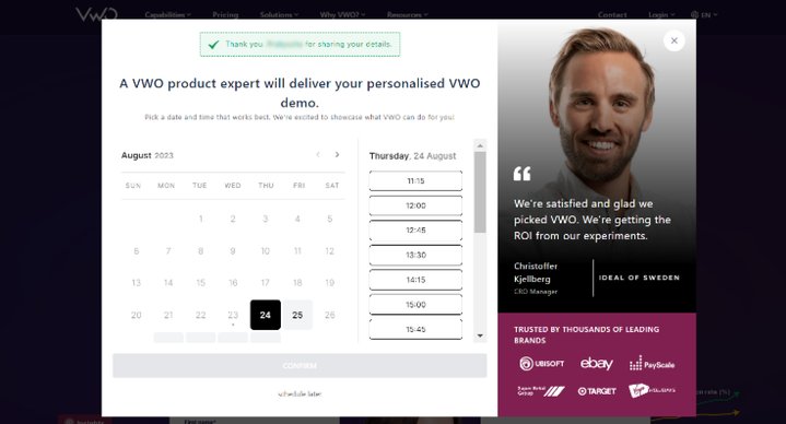 VWO Request Demo Form