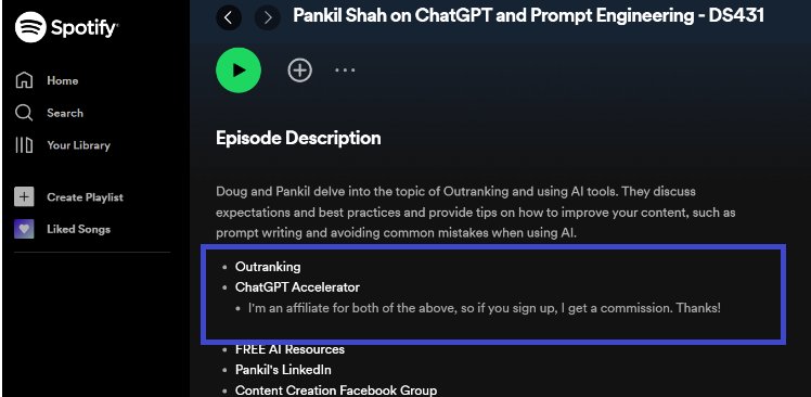 Dough Cunnington's Affiliate Example on Spotify