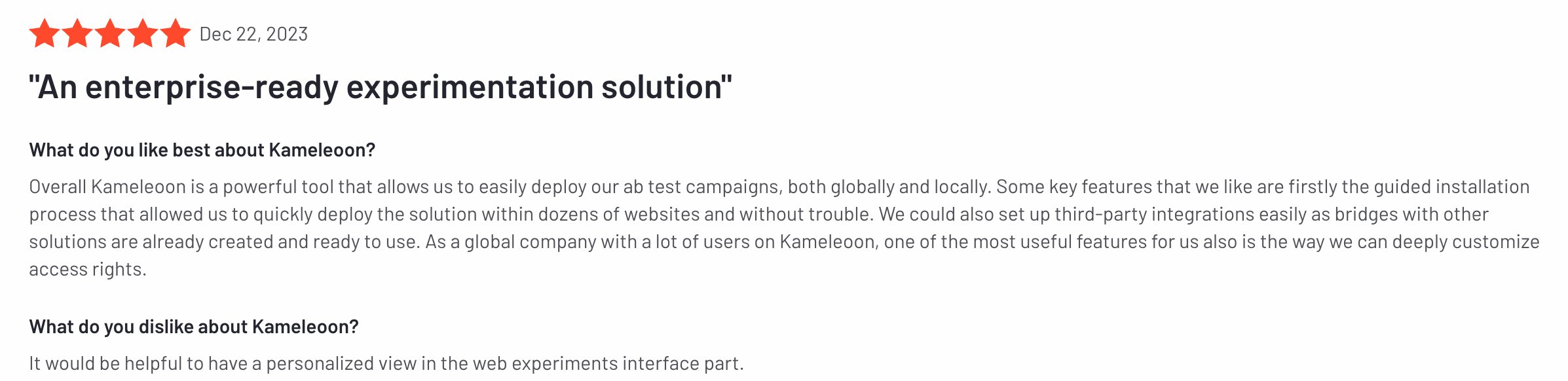 Review on Kameleoon