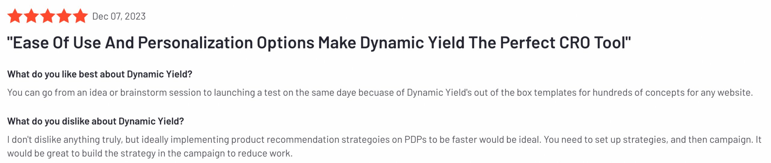 Review on Dynamic Yield 