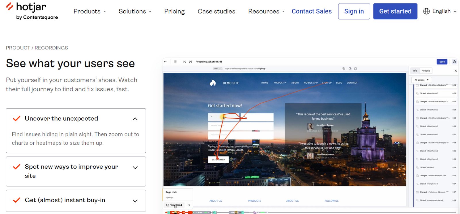 #3 Best Session Recording Tool - Hotjar webpage