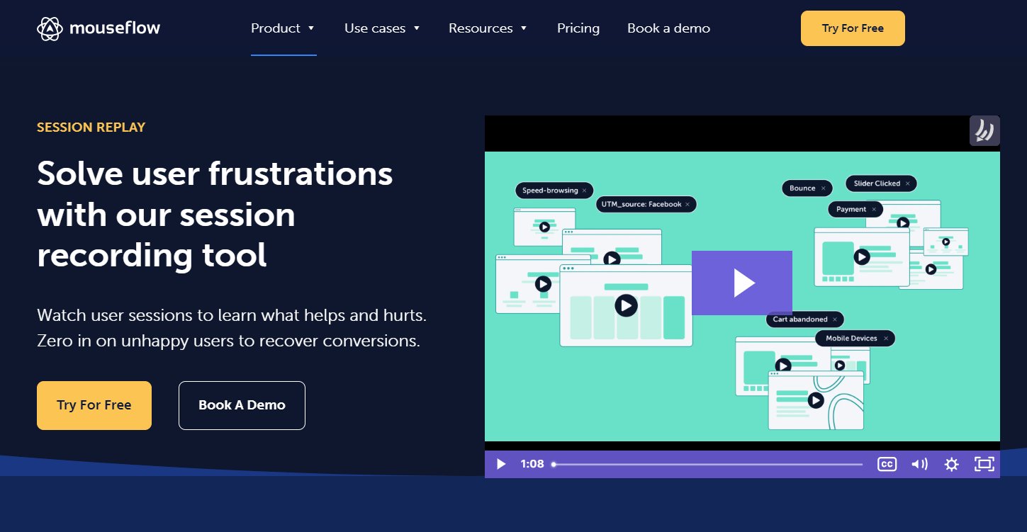 #2 Best Session Recording Tool - Mouseflow webpage