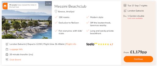 Neilson Holidays New Search Results Page On Desktop