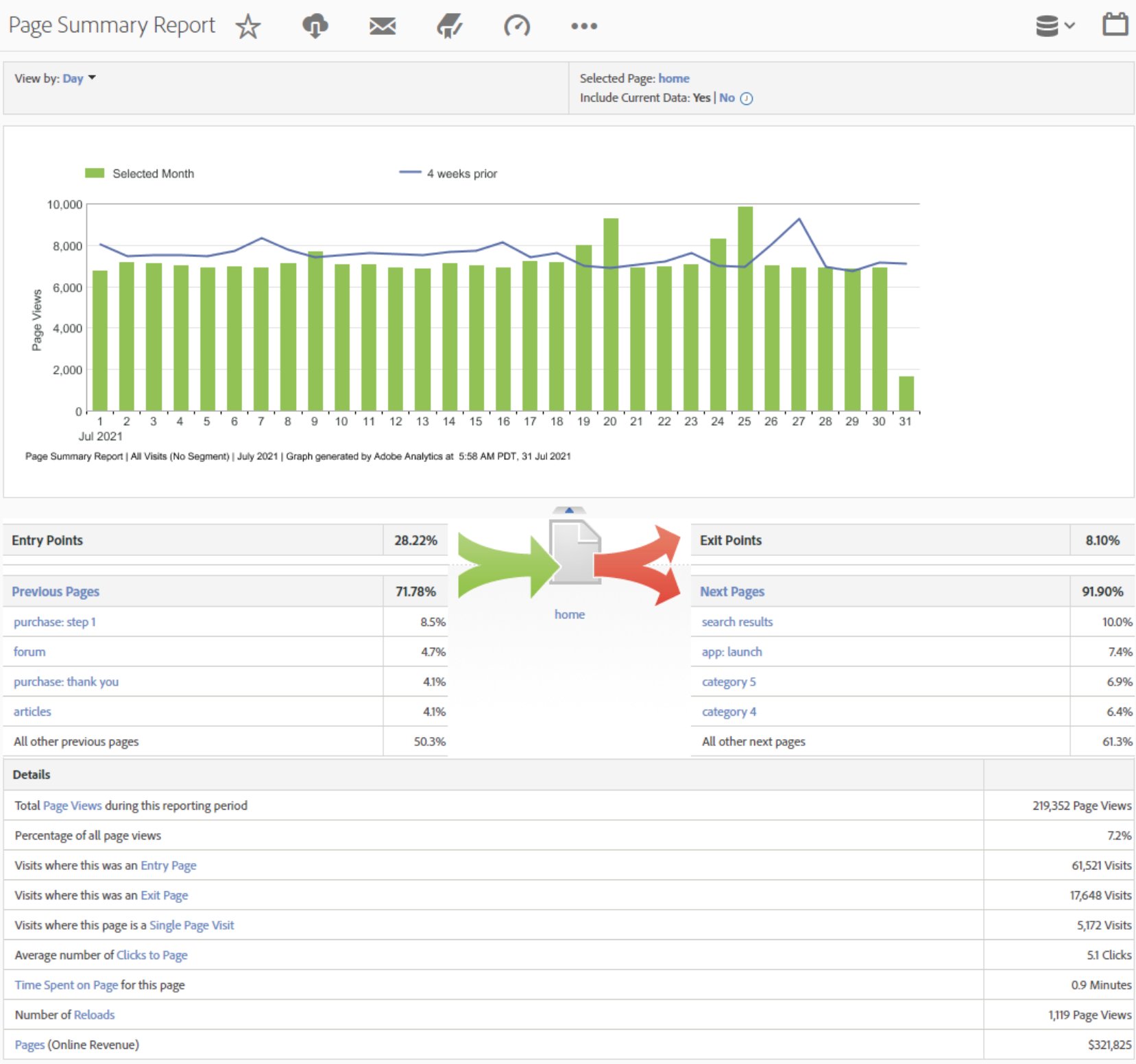 Adobe Analytics Page Summary Report