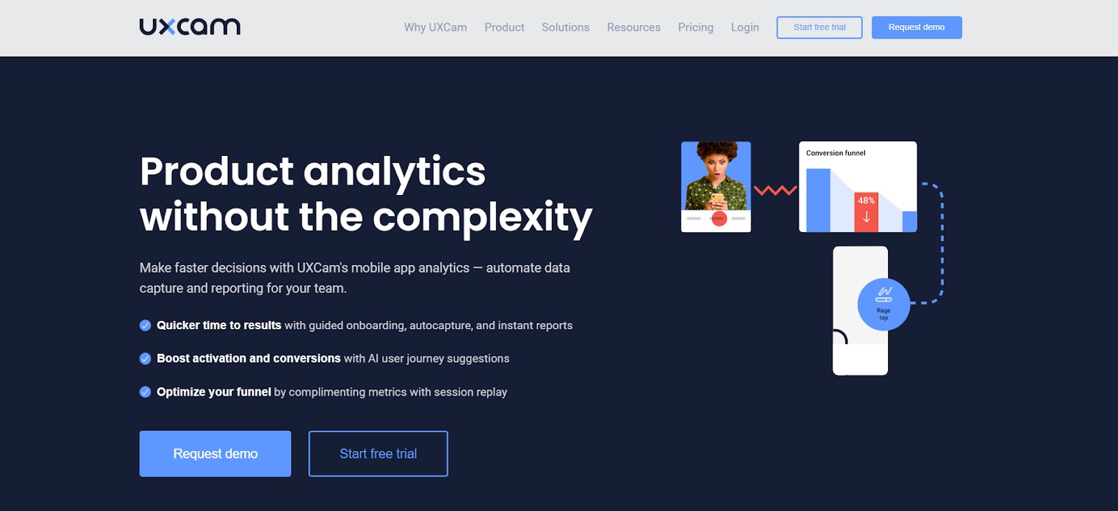 Top product analytics tools | 4. UXCam