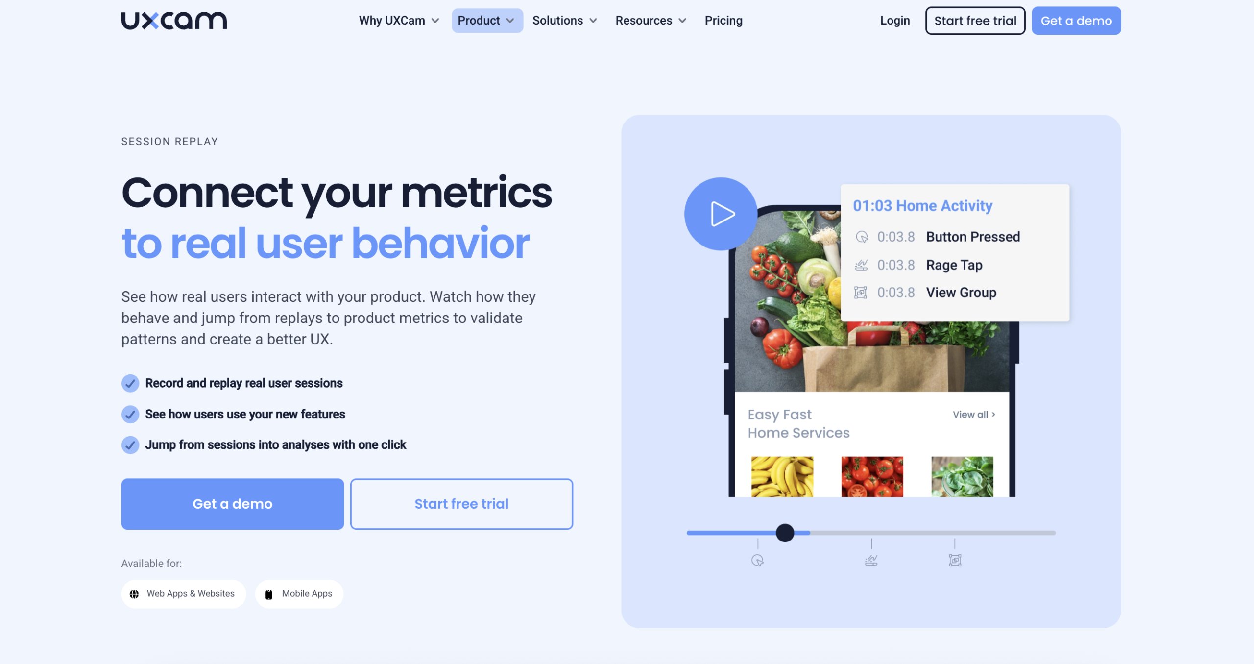 Best Mobile app session recording tools | #4. UXCam