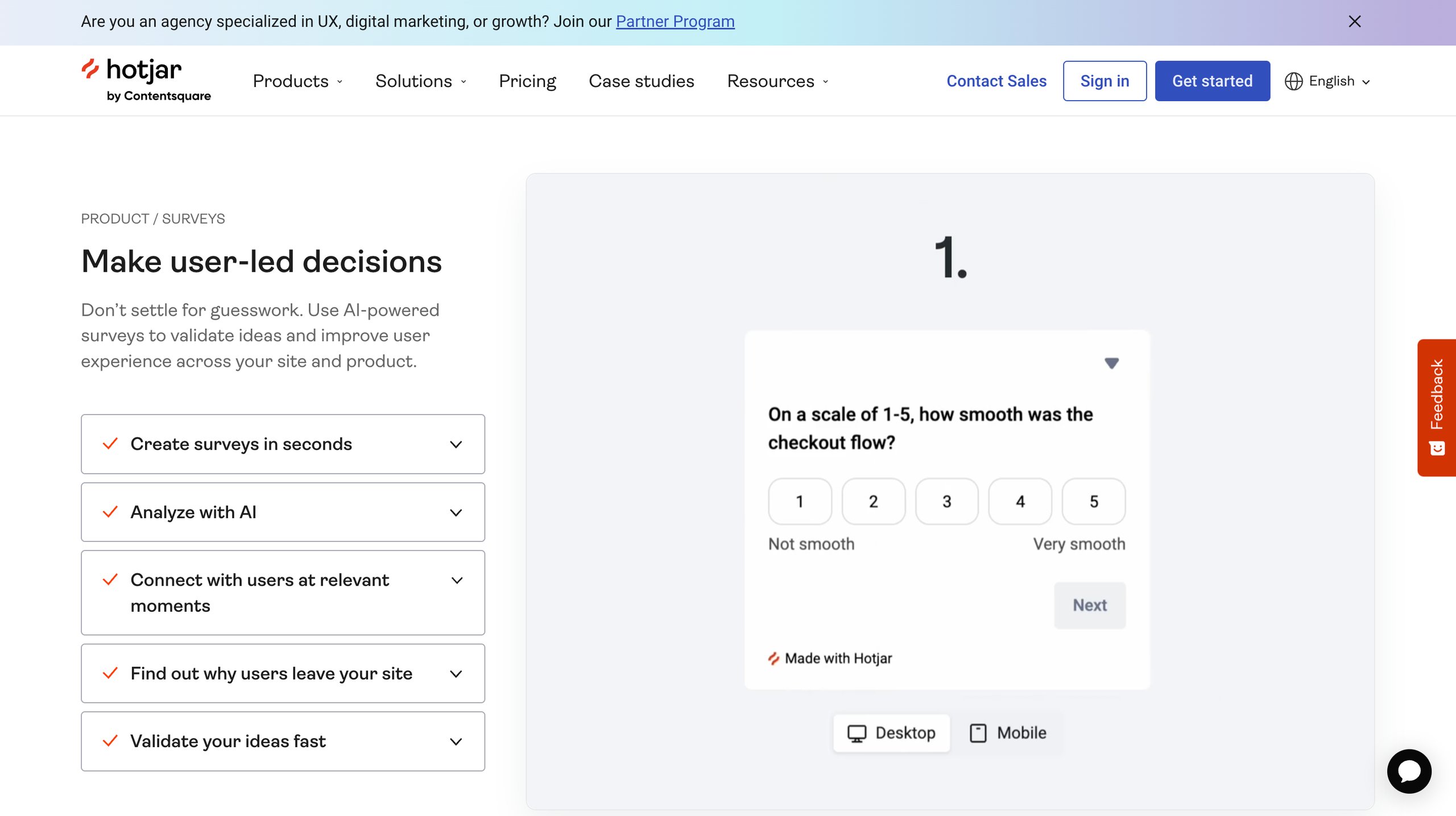 Hotjar Surveys - UX Survey Tools